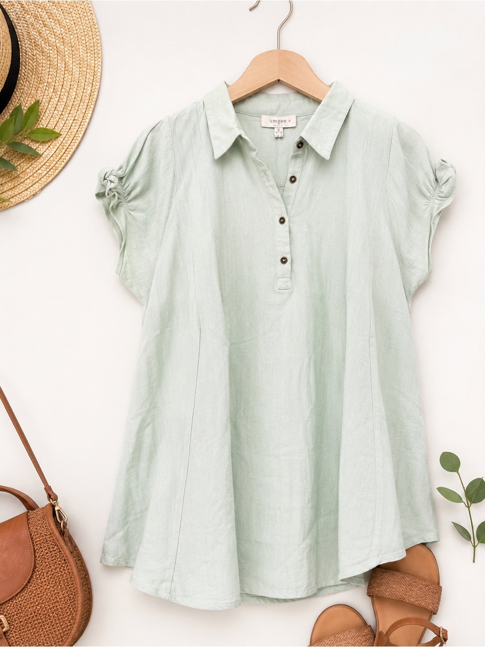 Umgee Mint Mini Shirt Dress Size XL NWT